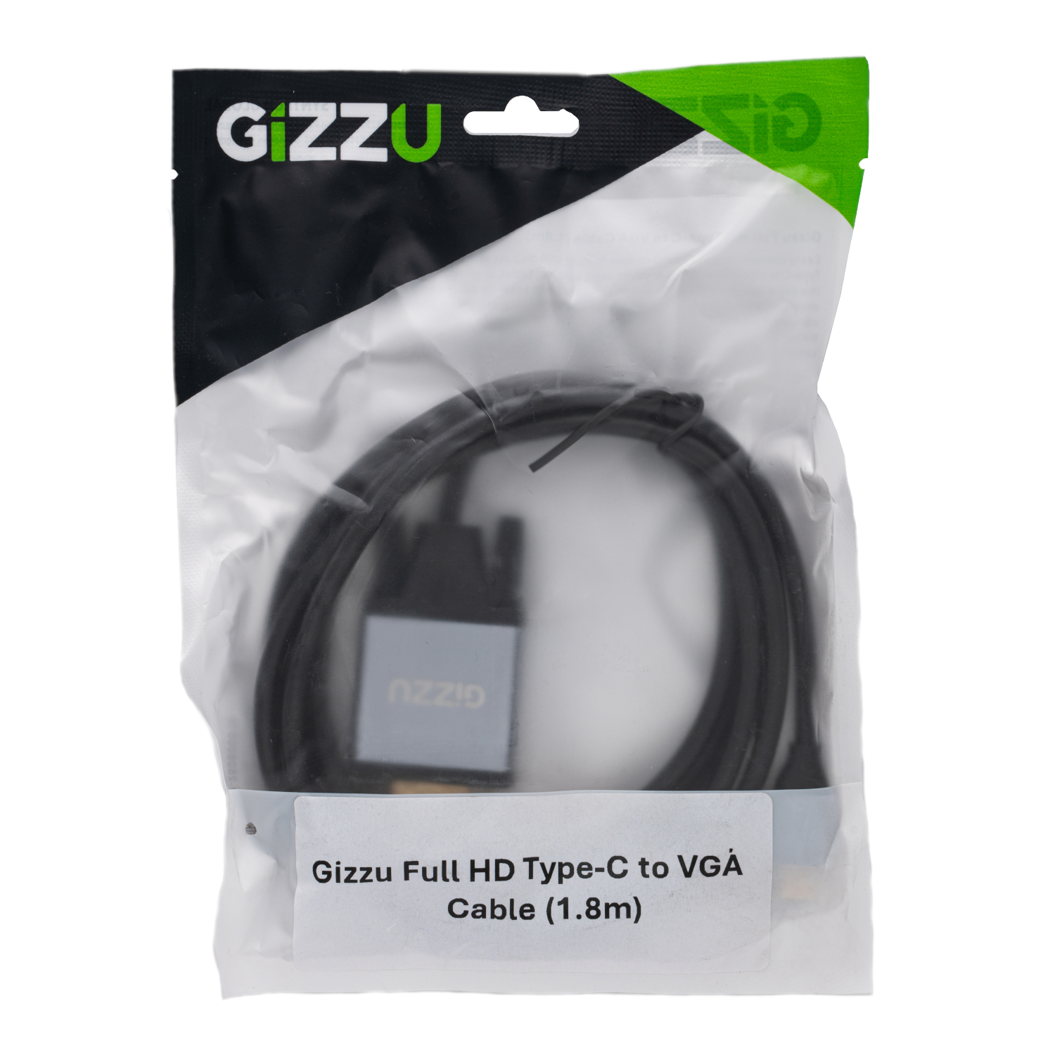 Gizzu Full HD Type-C to VGA Cable (1.8m) - Black