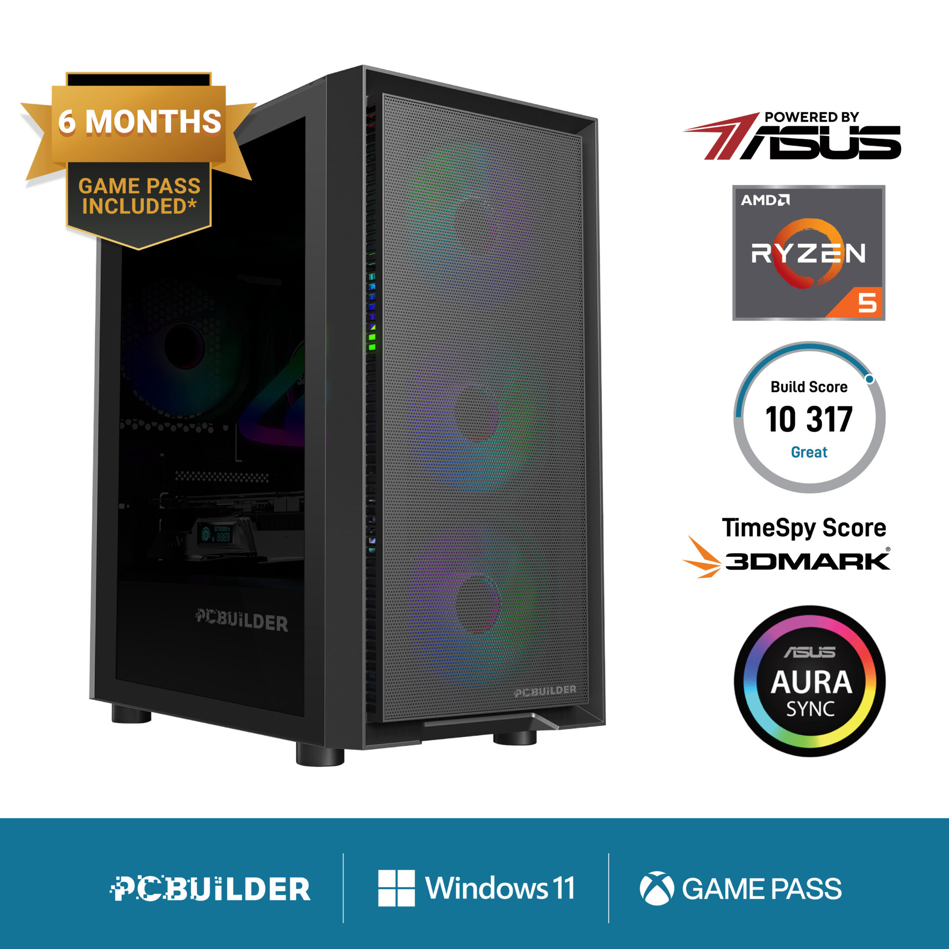 PCBuilder Ryzen 5 5600XT PATHFINDER Windows 11 Gaming PC